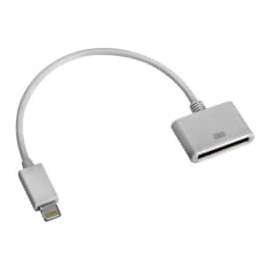 4XEM Lightning To 30-Pin Adapter Cable For iPhone/iPod/iPad - 8" Lightning/Proprietary Data Transfer Cable for iPhone, iPod, iPad - First End: 8-pin Lightning - Second End: 30-pin Proprietary - Female - White