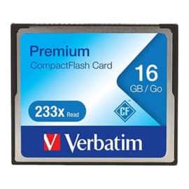 Verbatim 16GB 233X Premium CompactFlash Memory Card, 1 Card/1 Pack, 233x Memory Speed