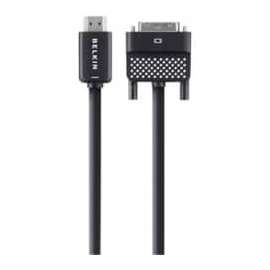 Belkin HDMI/DVI Video Cable - 11.81 ft DVI/HDMI Video Cable for TV, Video Device, MacBook - First End: 1 x 19-pin HDMI Type A Digital Audio/Video - Male - Second End: 1 x 24-pin DVI-D Digital Video - Male - Black - 1