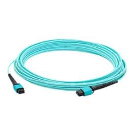 AddOn 1m MPO (Female) to MPO (Female) 12-Strand Aqua OM4 Crossover Fiber OFNR (Riser-Rated) Patch Cable - 100% compatible and guaranteed to work