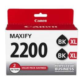 Canon PGI-2200 XL Original High Yield Inkjet Ink Cartridge, Twin-pack, Black, 2 / Pack, 2500 Pages (Per Cartridge)