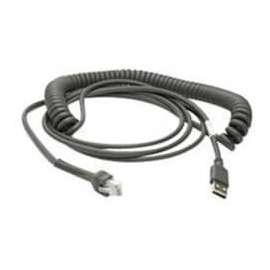 Zebra Technologies Zebra Cable, USB: Series A Connector, 9ft. (2.8m) Coiled, 9 ft USB Data Transfer Cable, First End: 1 x 4-pin USB Type A, 1