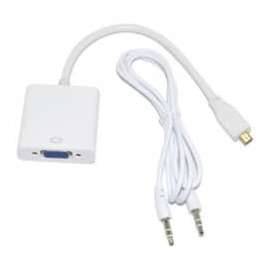 4XEM Micro HDMI To VGA Audio Adapter Cable, Micro HDMI/VGA A/V Cable for Notebook, Projector, Ultrabook, TV, Audio/Video Device, Monitor, First End: 1 x Micro HDMI Type D Digital Audio/Video, Male, Second End: 1 x 15-pin HD-15