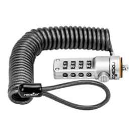 Rocstor Rocbolt Portable Security Cable With Combination Lock and Self-Coiling Steel Cable, Resettable, 4-digit, Galvanized Steel, Zinc Alloy, 6 ft