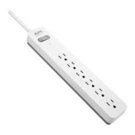 APC by Schneider Electric Essential SurgeArrest 6 Outlet 6 Foot Cord 120V, White and Grey, 6 x NEMA 5-15R, 1080 J, 120 V AC Input