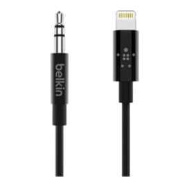 Belkin Mobile Belkin Lightning/Mini Phone Audio/Data Transfer Cable - 5.91 ft Lightning/Mini-phone Audio/Data Transfer Cable for Audio Device - First End: Lightning - Second End: Mini-phone Stereo Audio - White