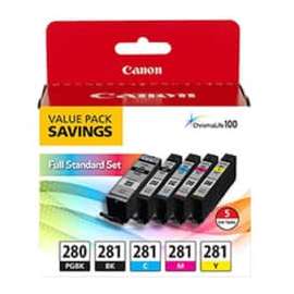 Canon PGI-280/CLI-281 Original Inkjet Ink Cartridge, Value Pack, Pigment Black, Black, Cyan, Yellow, Magenta, 5 / Pack, Inkjet