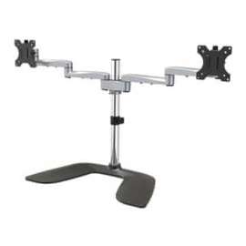 StarTech.com Dual Monitor Stand - Ergonomic Desktop Monitor Stand for up to 32 inch VESA Displays - Free-Standing Adjustable Mount -Silver