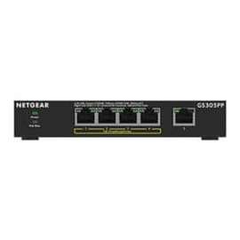 Netgear 300 GS305PP Ethernet Switch, 5 Ports, 2 Layer Supported, Twisted Pair, Desktop, Wall Mountable