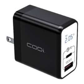 CODi Dual Port 30W Wall Charger/AC Adapter (USB-C, USB-A Outputs), 30W -USB Type-C, USB Type-A