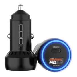 CODi Dual Port 30W Car Charger/Auto Adapter (USB-C, USB-A Outputs), 30W -USB Type-C, USB Type-A