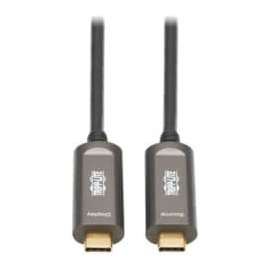 Tripp Lite USB-C to USB-C Plenum-Rated Fiber Active Optical Cable (AOC) - 4K 60 Hz, HDR, 4:4:4, M/M, Black, 10 m - 32.81 ft USB-C Data Transfer Cable for MacBook, Notebook, HDTV, Monitor, TV, Projector, Home Theater System, Digital Signage, Media Se