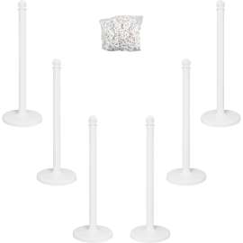 Crowd Control Stanchions, Plastic, 14 x 39, White, 6/Box