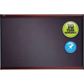 Prestige Bulletin Board, Diamond Mesh Fabric, 48 x 36, Gray/Mahogany Frame