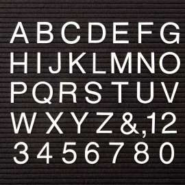 Character Sets, Pin, White, 1/2"h, 300/Set