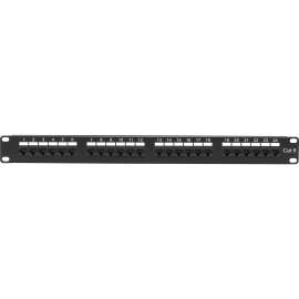 Black Box Corporatio Black Box CAT6 Patch Panel, Punchdown - 1U, Unshielded, 24-Port - 24 x RJ-45, 110 - 24 Port(s) - 24 x RJ-45 - 0.5U High - 19" Wide - Rack-mountable