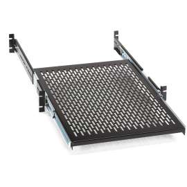 Black Box Corporatio Black Box RMS1924S Rackmount Sliding Vented Rack Shelf, 19" Rail Depth, 50 lb Maximum Weight Capacity, TAA Compliant