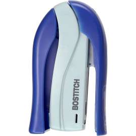 Spring-Powered Handheld Compact Stapler, 15-Sheet Capacity, Blue