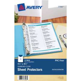 Avery® Mini Diamond Clear Heavyweight Sheet Protectors, Clear, 15/Pack