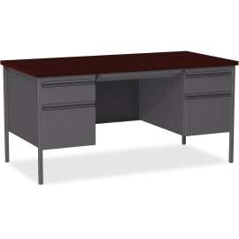 Lorell Fortress Series Mahogany Laminate Top Desk