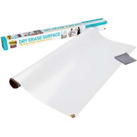 3M Post-it Self-Stick Dry-Erase Film Surface, White Surface, 48" (4 ft) Width x 96" (8 ft) Length, White Film, Rectangle