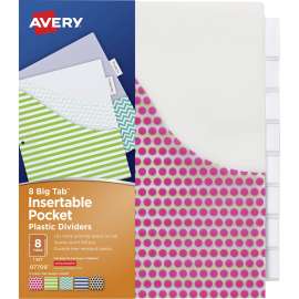 Big Tab Pocket Insertable Plastic Dividers, 8-Tab Set