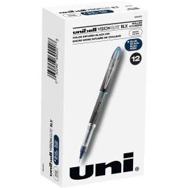 uniball Vision Elite BLX Rollerball Pen, Black/Blue, 1 Dozen