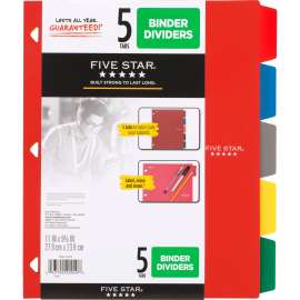 Mead Five Star Multicolor 5-tab Binder Dividers
