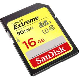 SanDisk Extreme 16 GB Class 10/UHS-III SDHC - 1 Pack - 90 MB/s Read - 40 MB/s Write - Lifetime Warranty
