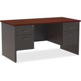 Lorell Mahogany Laminate/Charcoal Modular Desking