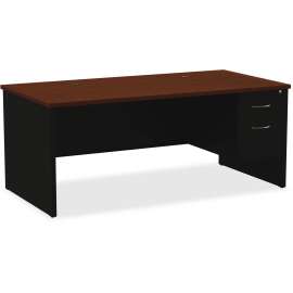 Lorell Walnut Laminate/Black Steel Modular Desking