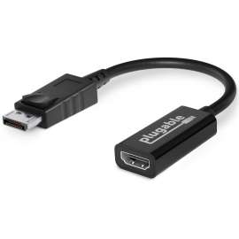 Plugable Active DisplayPort to HDMI Adapter, Connect any DisplayPort-Enabled PC or Tablet to an HDMI Enabled Monitor, TV or Projector for Ultra-HD Video Streaming (HDMI 2.0 up to 4K 3840x2160 @60Hz), Connect any DisplayPort-Enabled PC or Tablet to an HDMI