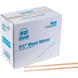 Royal Paper Wood Stir Sticks, 5-1/2" Long, Woodgrain, 1,000 Stirrers/Box