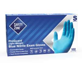Safety Zone Powder Free Blue Nitrile Gloves, Blue, Small