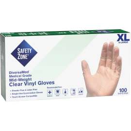 Safety Zone Powder Free Clear Vinyl Gloves
