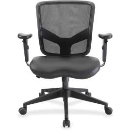 Lorell Mesh Back/Leather Seat Exec Mid-back Chair