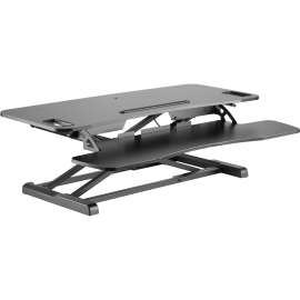 Amer Mounts Sit/Stand 37.4" Height Adjust Desk, EZRiser36 Height Adjustable Sit/Stand Desk Computer Riser, Dual Monitor Capable, 37.4" wide with Keyboard Tray, Black Finish