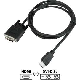 VisionTek HDMI / DVI-D Bi-Directional Cable 6ft (M/M), 6 ft DVI-D/HDMI Video Cable for Video Device, Graphics Card, Monitor, First End: 1 x HDMI Male Digital Audio/Video, Second End: 1 x DVI-D Male Digital Video, Supports up to 1920 x 1080