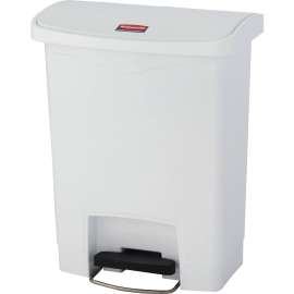 Slim Jim Resin Step-On Container, Front Step Style, 8 gal, White