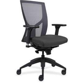 Lorell High-Back Mesh Chairs with Fabric Seat, Black, 1 Each