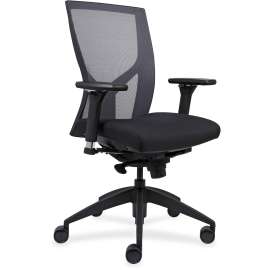 Lorell High-Back Mesh Chairs with Fabric Seat, Black, 1 Each