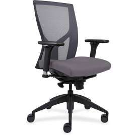Lorell High-Back Mesh Chairs with Fabric Seat, Gray, 1 Each