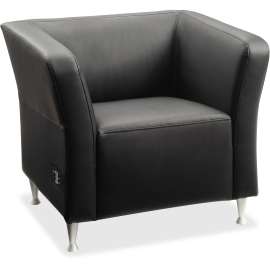 Lorell Fuze Modular Black Leather Guest Seating