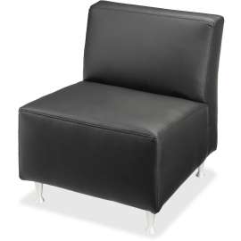 Lorell Fuze Modular Black Leather Guest Seating