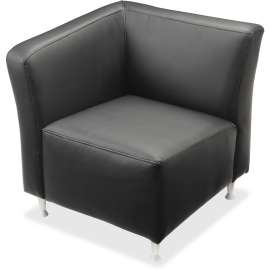 Lorell Fuze Modular Black Leather Guest Seating