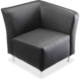 Lorell Fuze Modular Black Leather Guest Seating