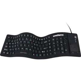 Wetkeys Flexible Silicone Waterproof Touchpad USB Keyboard, WetKeys "Flex Touch" Full-size Flexible Silicone Waterproof Keyboard with Touchpad and ON/OFF Switch (USB) (Black) ,  KBWKFC103STi-BK