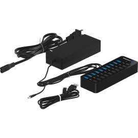 Sabrent 10-Port 60W USB 3.0 Hub with Individual Power Switches and LEDs (HB-BU10), USB 3.0, External, 10 USB Port(s), 10 USB 3.0 Port(s)