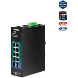 TRENDnet 10-Port Industrial Gigabit L2 Managed PoE+ DIN-Rail Switch, 8 x Gigabit PoE+ Ports, DIN-Rail Mount, 2 x SFP Slots, 2457V DC Power Input, IP30, VLAN, Lifetime Protection, Black, TI-PG102i - 10-Port Industrial Gigabit L2