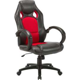 High-back 2-Color Economy Gaming Chair, Mesh, Polyurethane, Nylon, Black, Red